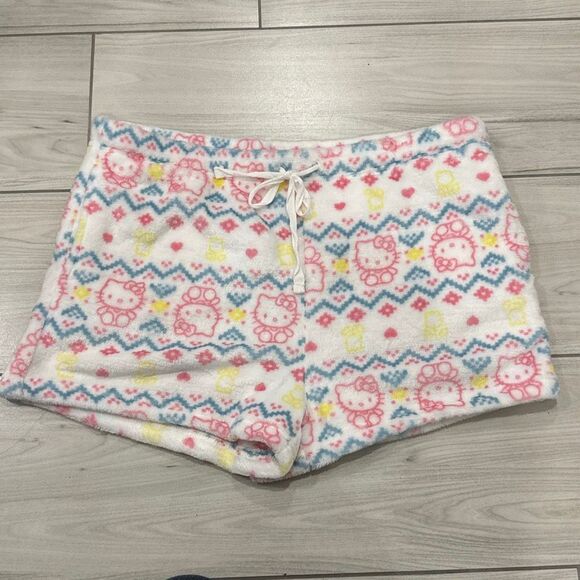 NWOT Sanrio Hello Kitty spring Easter themed fuzzy pajama shorts size XL - Picture 1 of 8